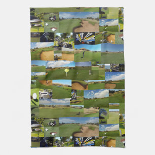 Collage de fotos de golf, toalla de té