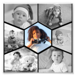 Collage de fotos de hexágono blanco y negro