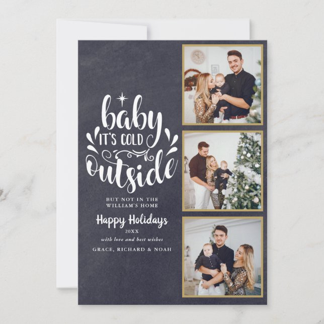 Collage de fotos de Navidad 3 Pizarra Boho (Anverso)