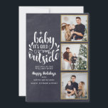 Collage de fotos de Navidad 3 Pizarra Boho<br><div class="desc">Un diseño elegante y bohemio de collage de 3 fotos para las fiestas para que lo personalices con tus fotos favoritas en marcos dorados, mensaje, nombres y año en un fondo de pizarra. El reverso presenta copos de nieve que caen sobre un fondo de pizarra a juego. Diseñado por Thisisnotme©...</div>