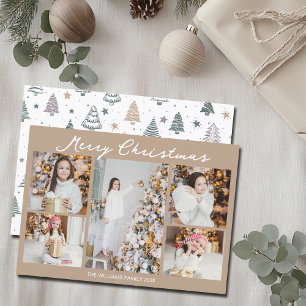 Collage de fotos de Navidad alegre en color taupe