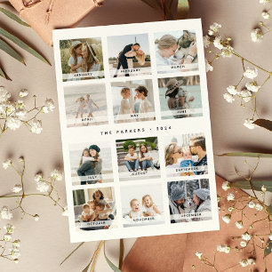 Collage de fotos de Navidad con calendario moderno