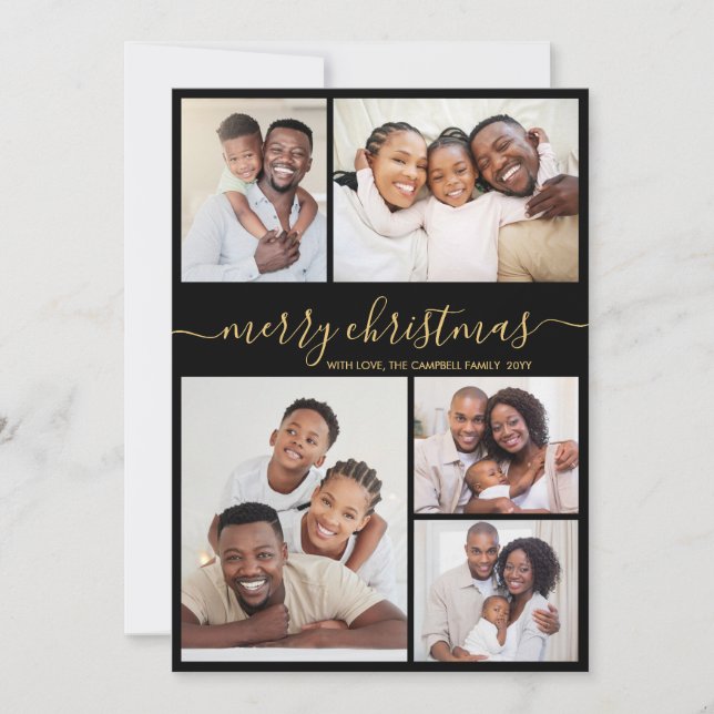 Collage de Fotos de Navidad con Letra Moderna en D (Anverso)