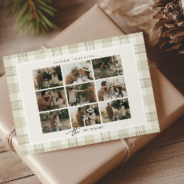 Collage de fotos de Navidad en gingham beige suave