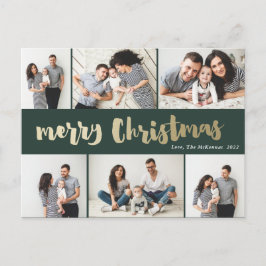 Collage de fotos de Navidad escrito a mano en dora