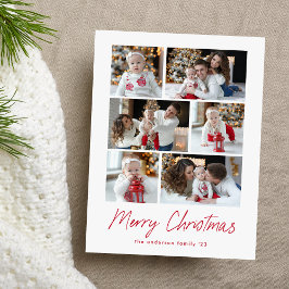 Collage de fotos de Navidad moderno con guión rojo