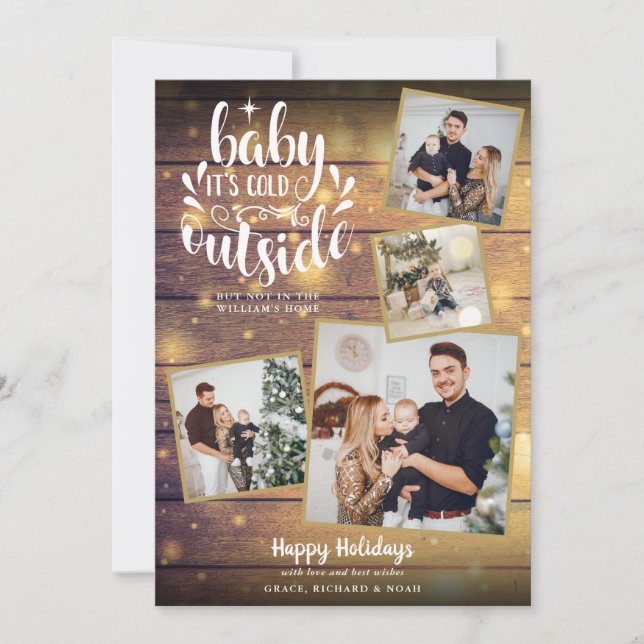 Collage de fotos de Navidad rústico de madera 4 (Anverso)