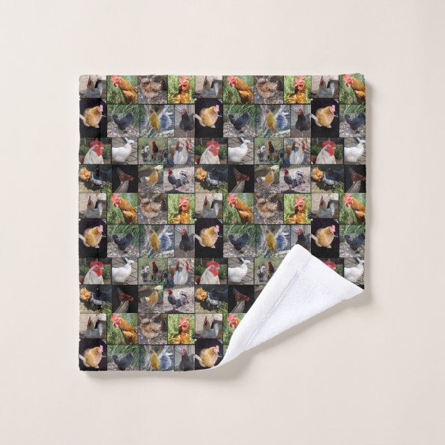 Collage de fotos De Pollos Y Gallos, (Toallita)