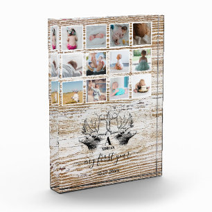 Collage de fotos de primer año del bebé de venados