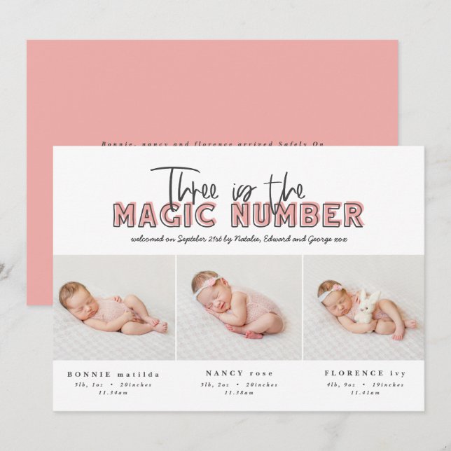 Collage de fotos del anuncio de nacimiento de trip (Anverso / Reverso)