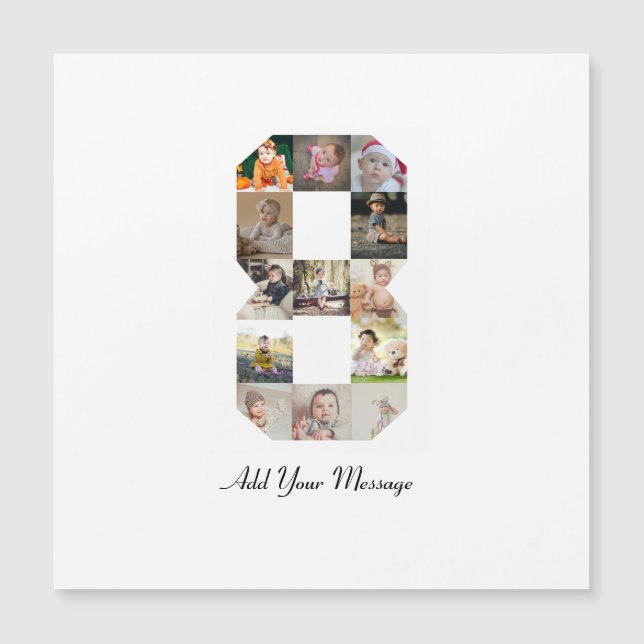 Collage de fotos del número 8 en blanco y negro (Anverso)