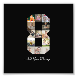 Collage de fotos del número 8 en blanco y negro