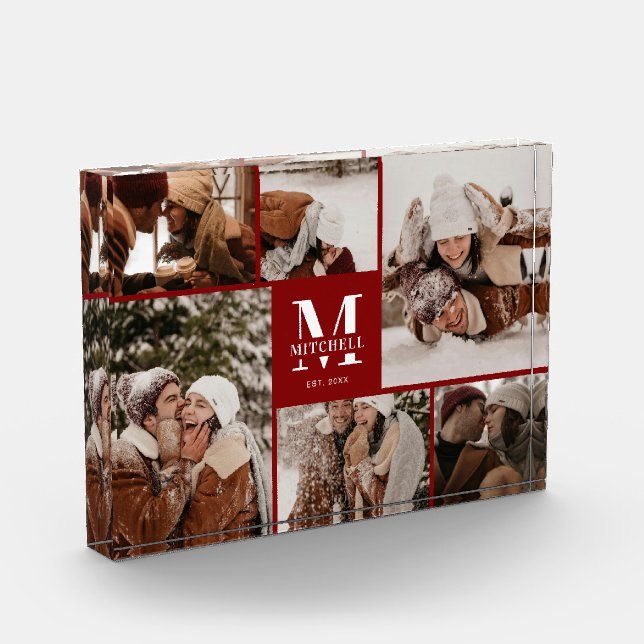 Collage de fotos elegante de la familia Borgoña Ke (Izquierda)