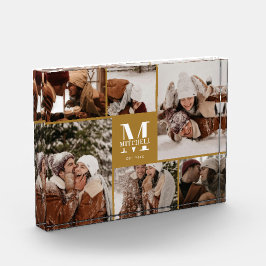 Collage de fotos elegante de la familia de oro de