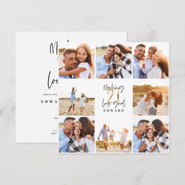 collage de fotos en blanco y negro moderno de 21 a (Anverso / Reverso)