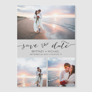 Collage de fotos escrito a mano Grey Save the Date