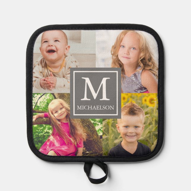 Collage de fotos familiar Oven Mitt y Pot Holders (Anverso)
