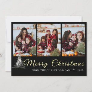 Collage de fotos familiares de Navidad con bosquej