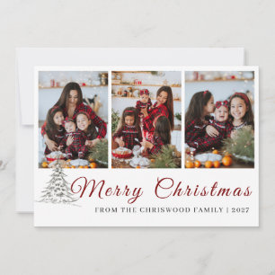 Collage de fotos familiares de Navidad con bosquej