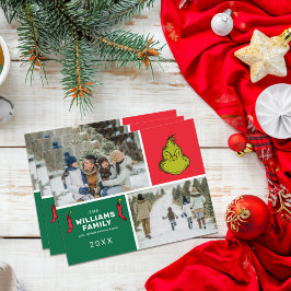 Collage de fotos familiares de Navidad del Grinch