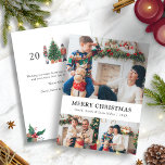 Collage de fotos Feliz Navidad<br><div class="desc">Tarjeta navideña de navidad con collage de fotos. Esta tierna y única tarjeta de fotos de Feliz Navidad incluye un collage de fotos de 3 fotos en la parte delantera y texto para personalizar. En la parte trasera hay un juego de niños con muñecas de juguete casero pintado a mano...</div>