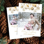 Collage de fotos Feliz Navidad oro blanco boho<br><div class="desc">Collage de fotos Feliz Navidad Navidades blancos y dorados baubles y copos de nieve tarjeta de vacaciones,  3 imagen una horizontal y 2 cuadrado con texto de saludo personalizado plantilla editable invitación descarga digital instantánea,  acuarela oro pampas pasto bichos copos de nieve foto saludos tarjeta de vacaciones</div>