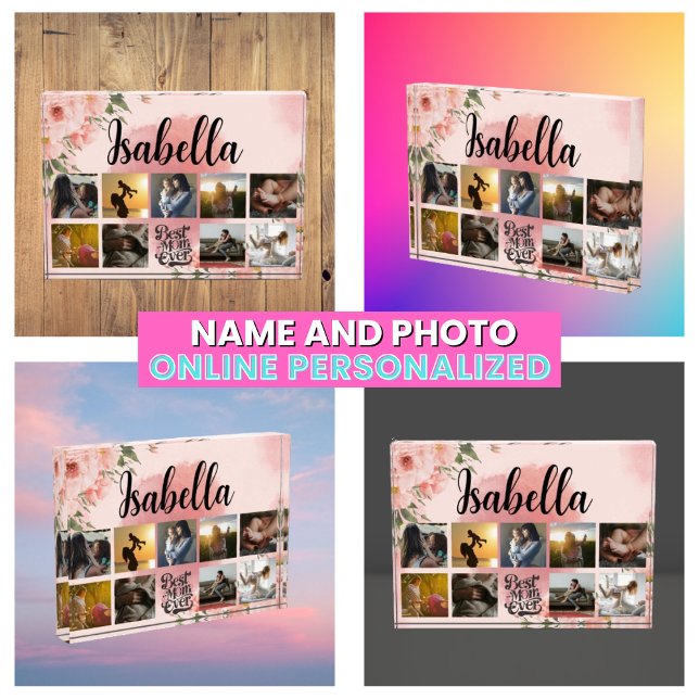 Collage de fotos floral monogramado para la madre (Monogrammed Floral Photo Collage For Mother's
)