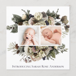 Collage de fotos florales Anuncio de nacimiento