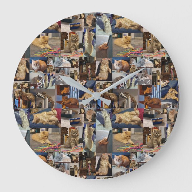 Collage de fotos gatito, reloj de pared (Anverso)