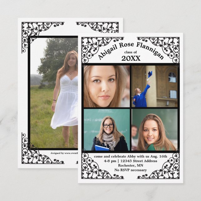 Collage de fotos - Invitación de 3x5 grado (Anverso / Reverso)