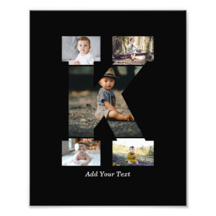 Collage de fotos K de letras negras y blancas