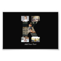 Collage de fotos K de letras negras y blancas