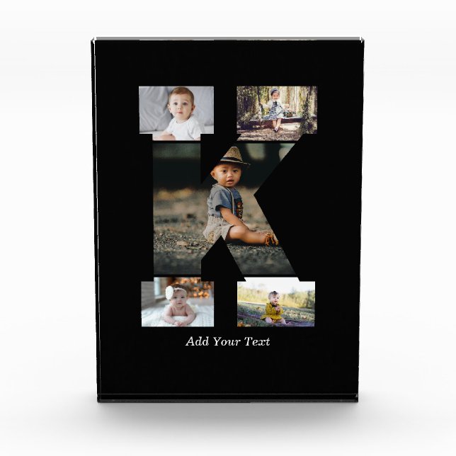 Collage de fotos K de letras negras y blancas (Anverso)