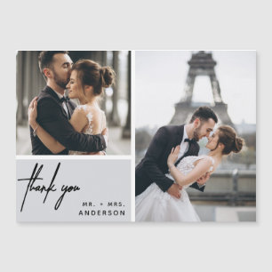 Collage de fotos moderno Boda Grey Gracias