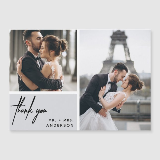 Collage de fotos moderno Boda Grey Gracias (Anverso)