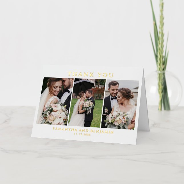 Collage de Fotos Moderno de Agradecimiento de Boda (Anverso)