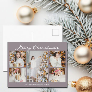 Collage de fotos moderno de Navidad en color malva