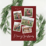 Collage de fotos moderno Feliz Navidad<br><div class="desc">Un collage de 5 fotos de tarjeta de Navidades modernos con escritura manuscrita y tipo mínimo. Haga clic en el botón de edición para personalizar de este diseño.</div>