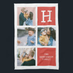 collage de fotos Monograma Toalla moderna de cocin<br><div class="desc">Collage de fotos moderno con tu monograma y nombre.</div>