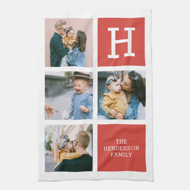 collage de fotos Monograma Toalla moderna de cocin (Vertical)