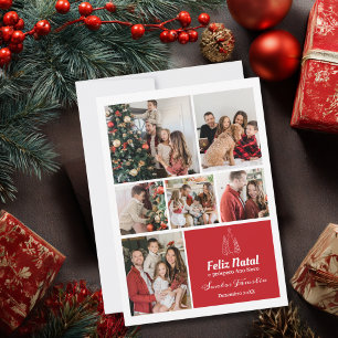 Collage de Fotos Navidad 6 Rojo Portugués Personal