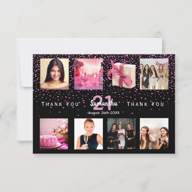 Collage de fotos negras cumpleaños tarjeta de agra (Anverso)