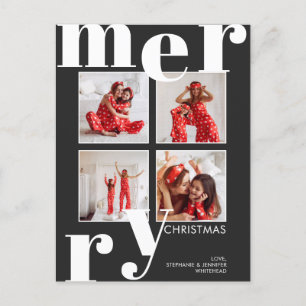 Collage de fotos negro de Feliz Navidad