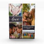 Collage de fotos personalizadas Aniversario de la<br><div class="desc">Personalizar este bloque de fotos con hasta cuatro de tus fotos favoritas en pareja. Dáselo como regalo para su aniversario, el día de San Valentín, su cumpleaños, para Navidades. Personalice los campos de fecha y nombre. Los bloques de fondo de pizarra le dan un toque rústico y el guión de...</div>