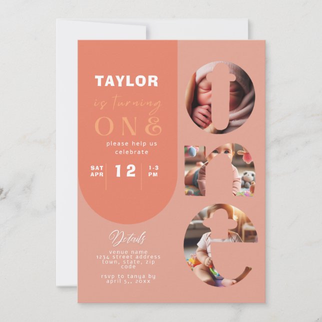 Collage de fotos personalizado 1ª invitación de cu (Anverso)