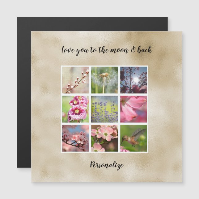Collage de fotos personalizado de amor de oro (Anverso/Reverso)