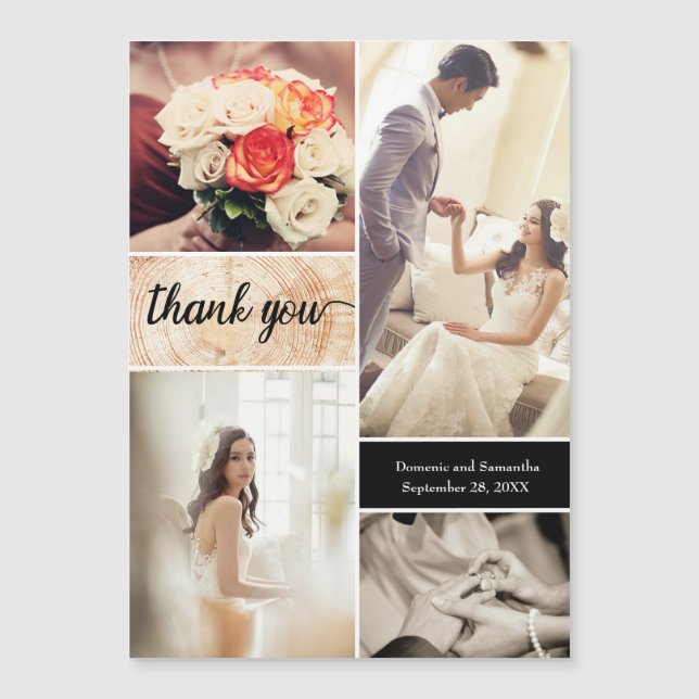 Collage de fotos rusticas de Boda Wood Grain Graci (Anverso)