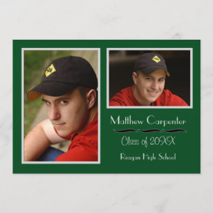 Collage de fotos Verde y Gris 2 - Invitación Grad