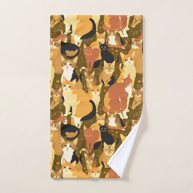Collage de gatos en Brown, Tan y Rust (Toalla de mano)