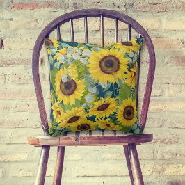Collage de girasol eucalipto en Cojín decorativo a
